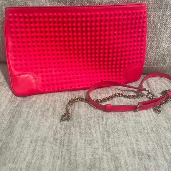 Christian Louboutin Handbags - Christian Louboutin Loubiposh Studded Pink Clutch or Shoulder Bag